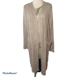 Beige Open Midi Cardigan